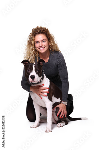 Caucasian woman with a dog