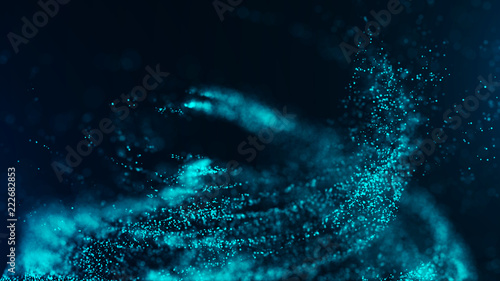 Big data visualization. Digital background. Analytics representation. Wave of particles. 4k rendering.