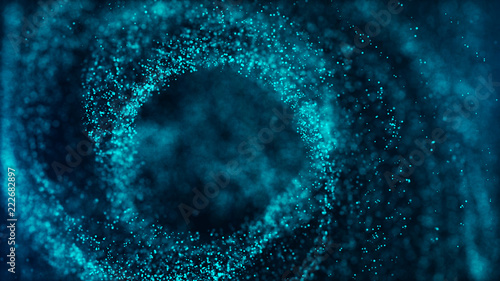 Big data visualization. Digital background. Analytics representation. Wave of particles. 4k rendering.