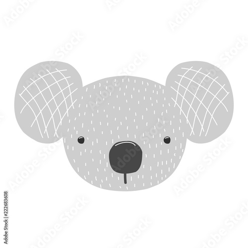 Cute little koala bear. Kids graphic.  Vector hand drawn illustration.