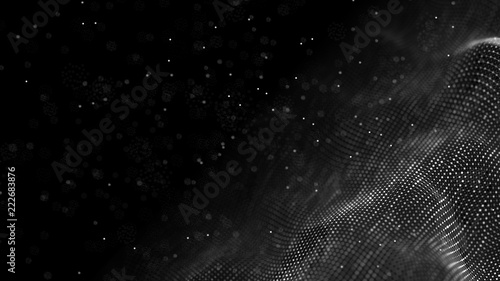 Data technology background. Abstract background. Connecting dots and lines on dark background. 3D rendering. 4k.