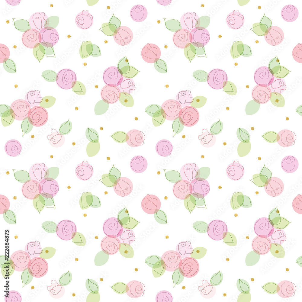 Floral pattern with glitter polka dots.