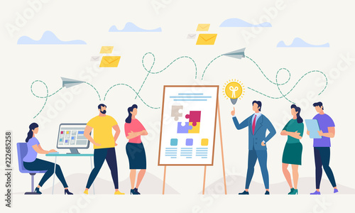 Network and Teamwork. Vector Illustration.