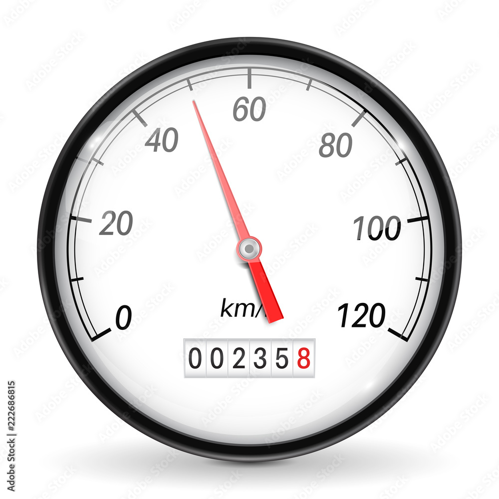 Speedometer. White car dashboard gauge Speedometer. White car dashboard gauge