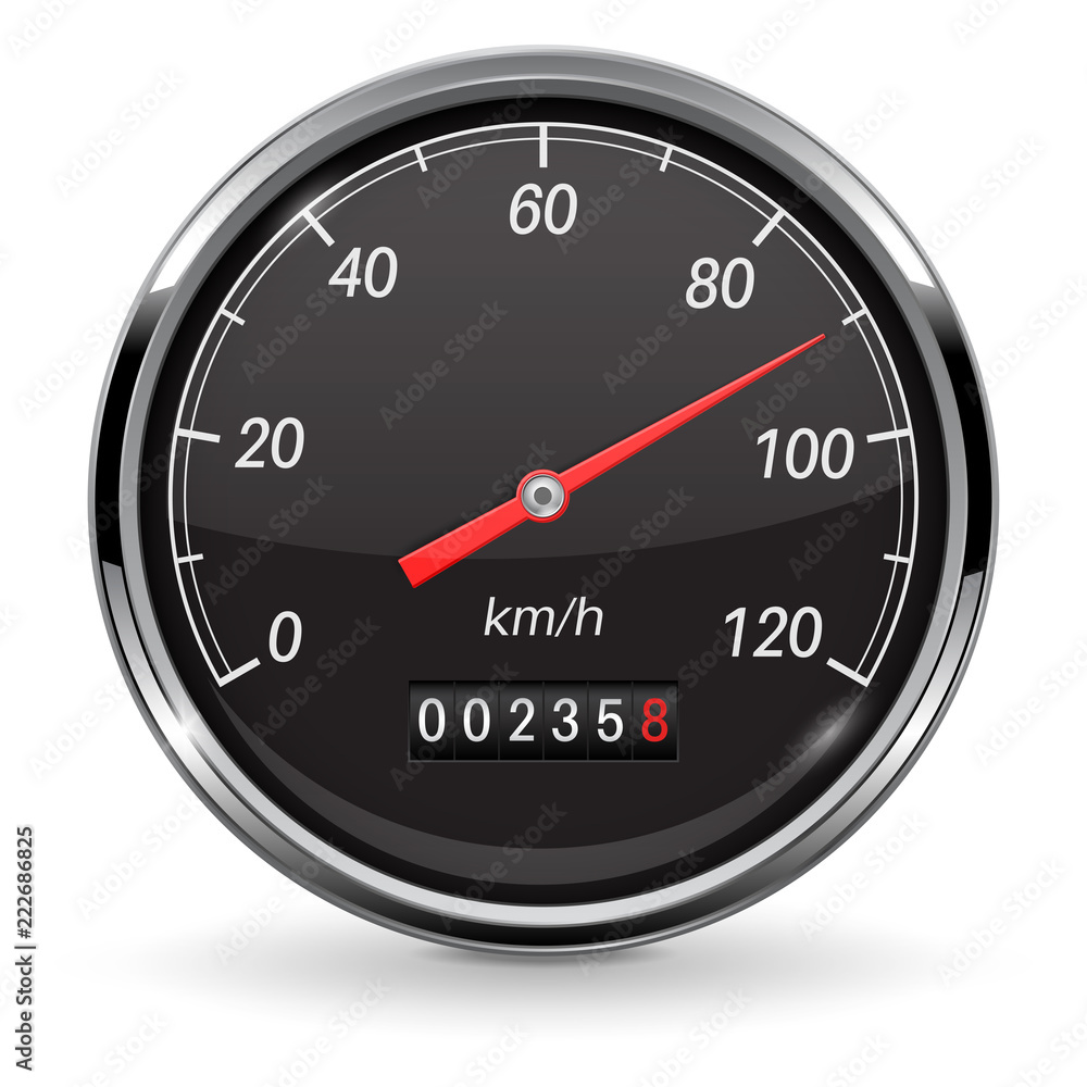 Speedometer. Black car dashboard gauge