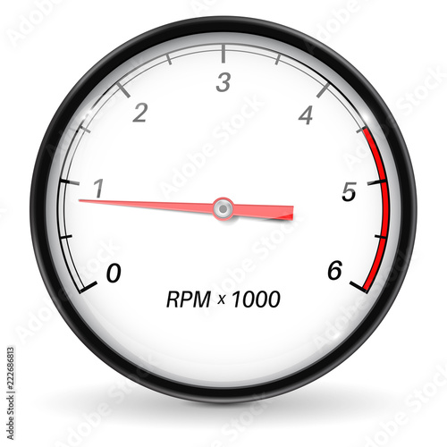 Tachometer. White car gauge