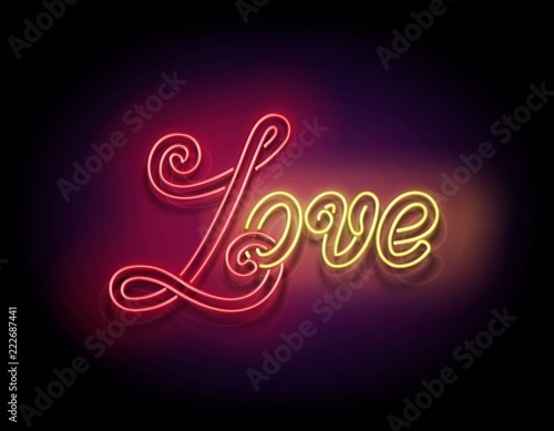 Vintage Glow Signboard with Love Inscription