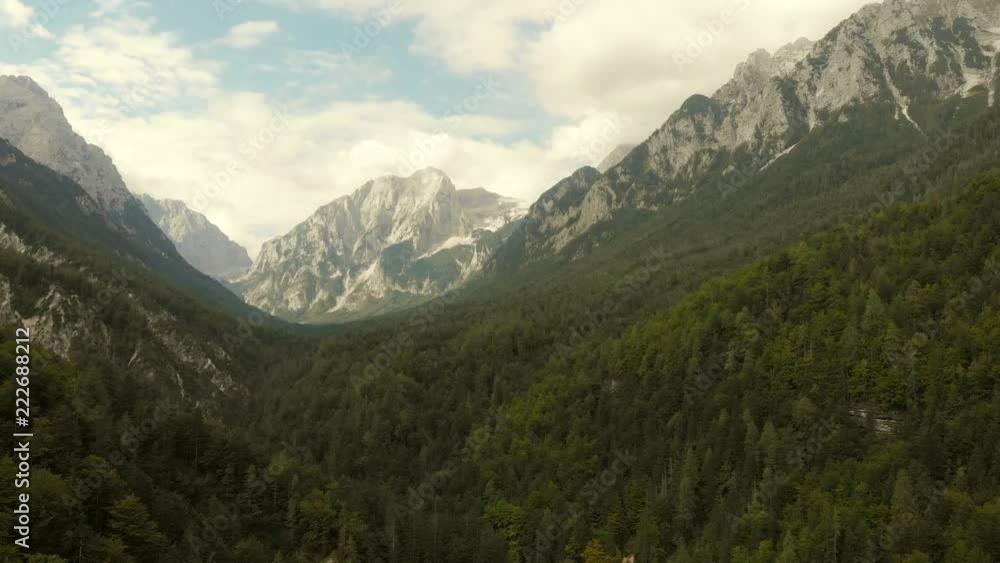 Aerial view of Triglav mountains in national park Triglav, part of Alps in Slovenia Aerial view of Triglav mountains in national park Triglav, part of Alps in Slovenia
