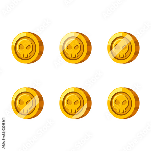Cartoon golden coin with shinning animation, shiny coin