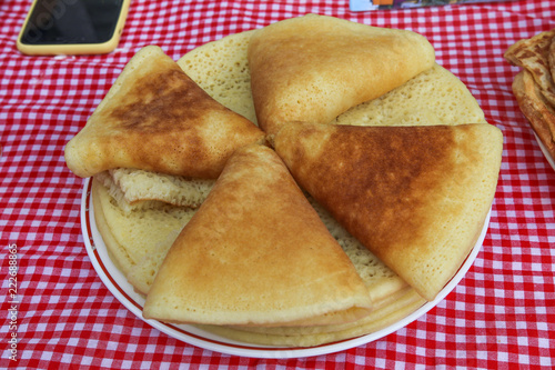 creps, pancake and msemen which is a tradditionnal moroccan crepes photo