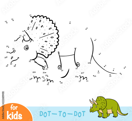 Numbers game, education game for children, Triceratops