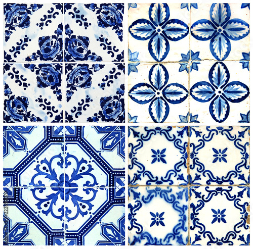 Four tiles in blue