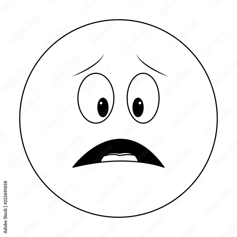 Fototapeta premium Worried chat emoticon in black and white