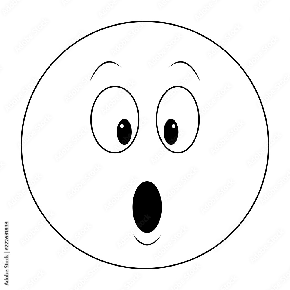 Fototapeta premium Surprised chat emoticon in black and white