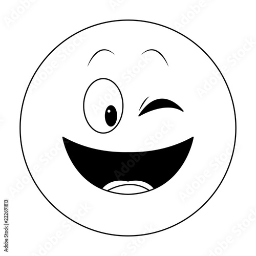 Flirt eye chat emoticon in black and white