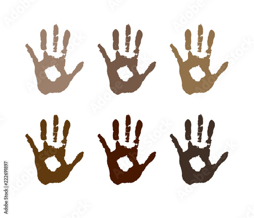 vectorial image of the palm of the skin color. Racism, race. different skin colors. tolerance.