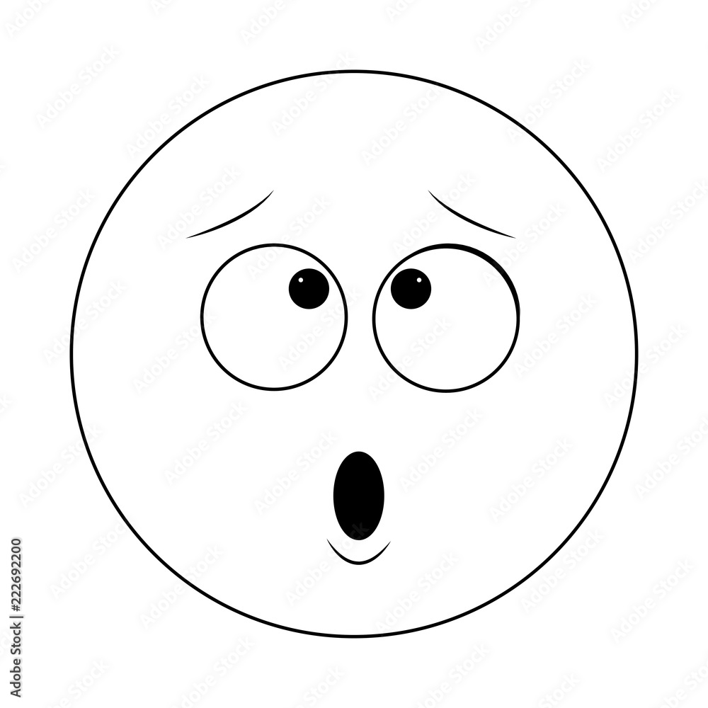 Worried chat emoticon in black and white Worried chat emoticon in black and white