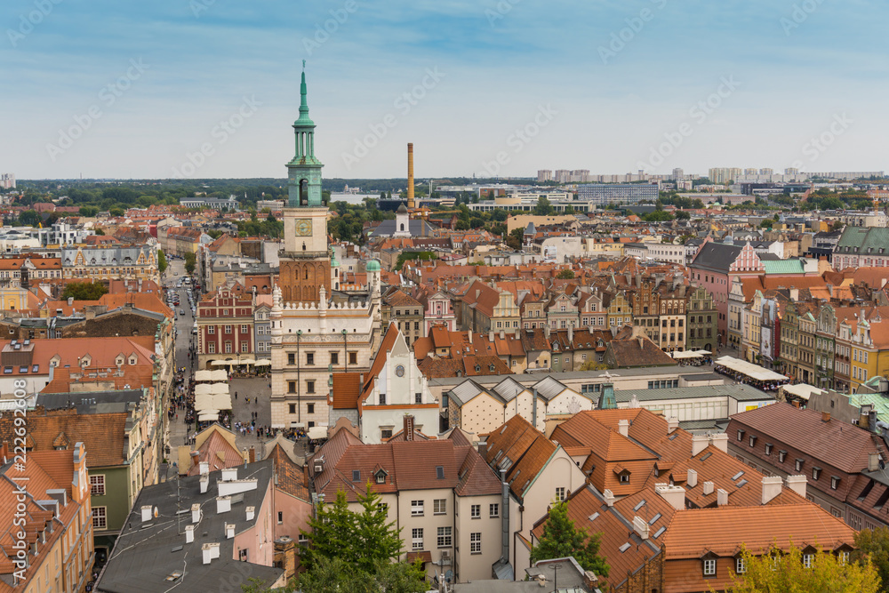 Poznan panorama of the old city center, Poland