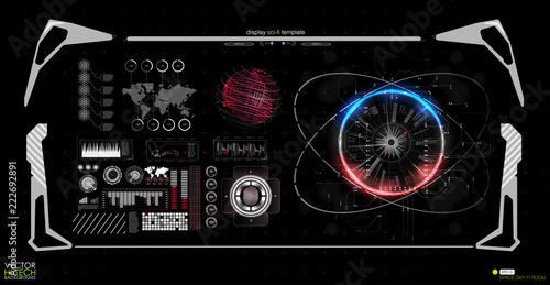 Head-up display elements for the web and app. Virtual Technology Background. Futuristic user interface. Game Design.  Vector illustration HUD background outer space.