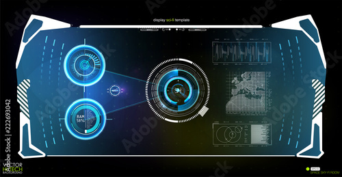 Head-up display elements for the web and app. Virtual Technology Background. Futuristic user interface. Game Design.  Vector illustration HUD background outer space.