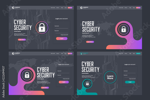 Cyber Security Landing Page Vector Template Design