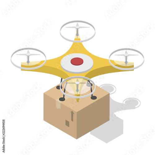 Shipping and global delivery by drone illustration