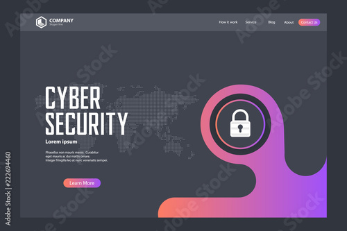 Cyber Security Landing Page Vector Template Design