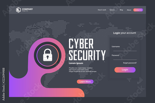 Cyber Security Landing Page Vector Template Design