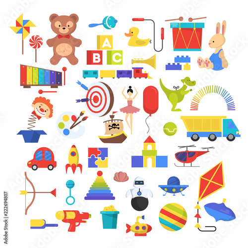 Baby toy set. Cute funny toys for little kid
