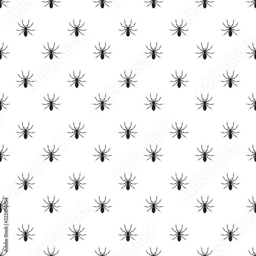 Black detail realistic spider insect pattern on white background