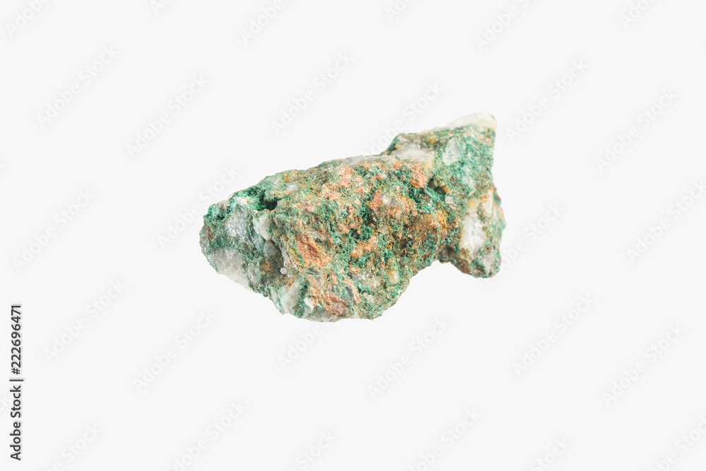 Bright Green Malachite Isolated. Macro shooting. Mineralogy. Bright Green Malachite Isolated. Macro shooting. Mineralogy.