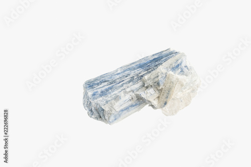 Kyanite blue silicate mineral isolated. Macro shooting.