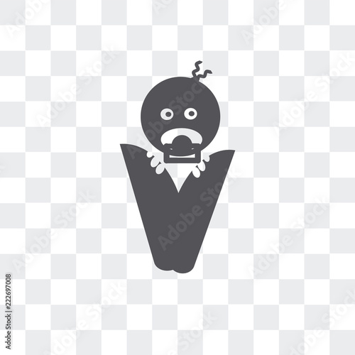 baby wrapped on swaddling clothes icon isolated on transparent background. Modern and editable baby wrapped on swaddling clothes icon. Simple icons vector illustration.