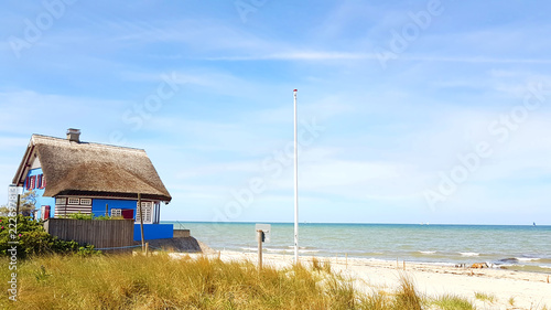 House with Roof ree or thatch on the beach