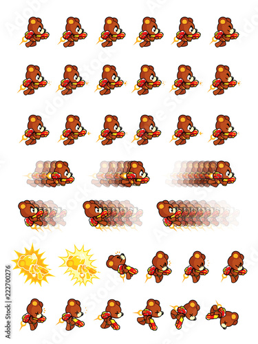 Brown bear With Jet Pack And Gun Game Sprites