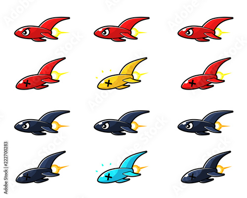 Fish Missile Enemy Game Sprites