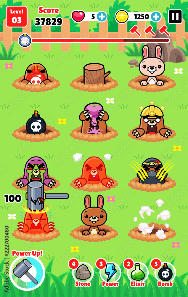 Fototapeta premium Moles Attack Game Assets