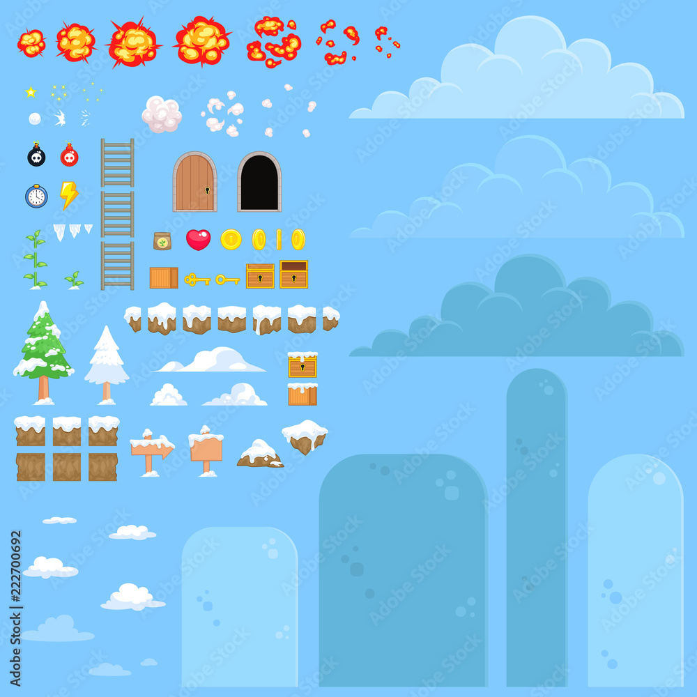 Naklejka premium Nature Snow Game Background