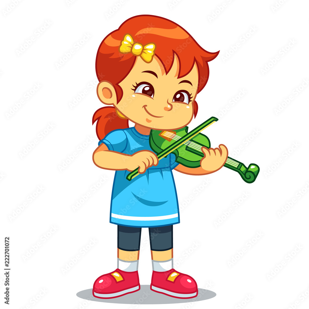 Girl Practicing Music With Her Violin Girl Practicing Music With Her Violin