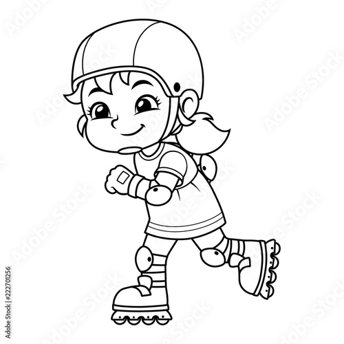 Girl Excersicing With Her Rollerblades BW