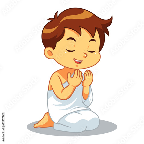 Moslem Boy Hajj Praying