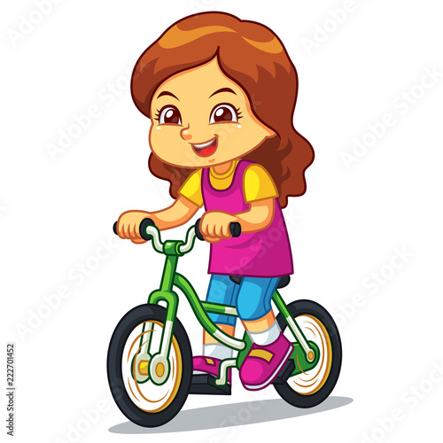 Girl Riding New Green Bicycle