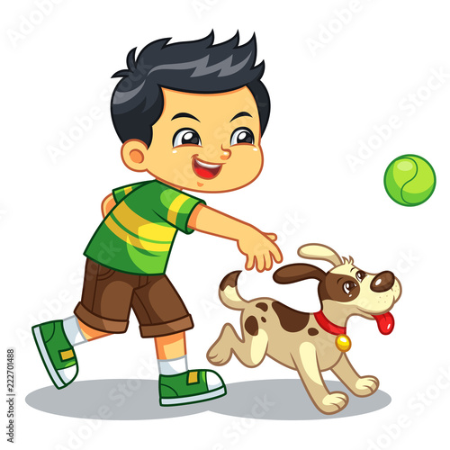 Boy Playing With His Pet Dog