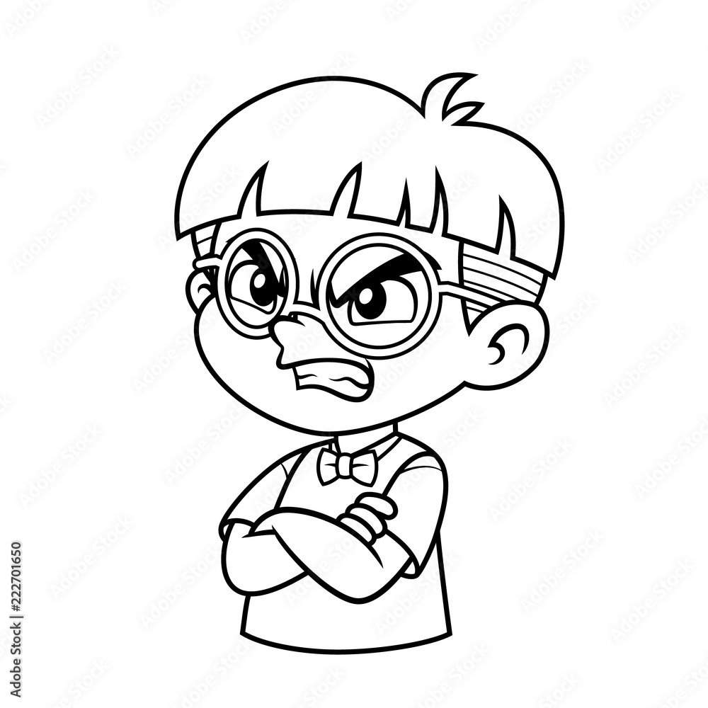 Angry Nerd Expression BW Angry Nerd Expression BW