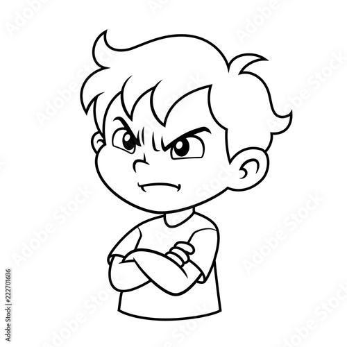 Angry Boy Expression BW