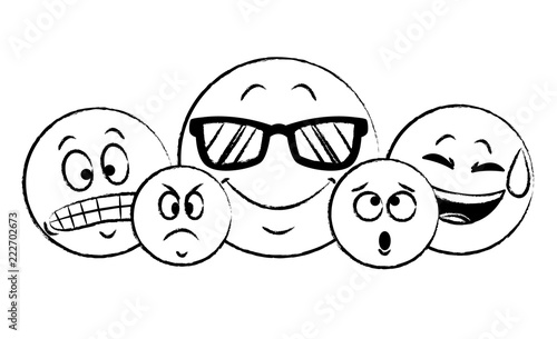 Set of chat emoticons sketch