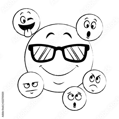 Set of chat emoticons sketch