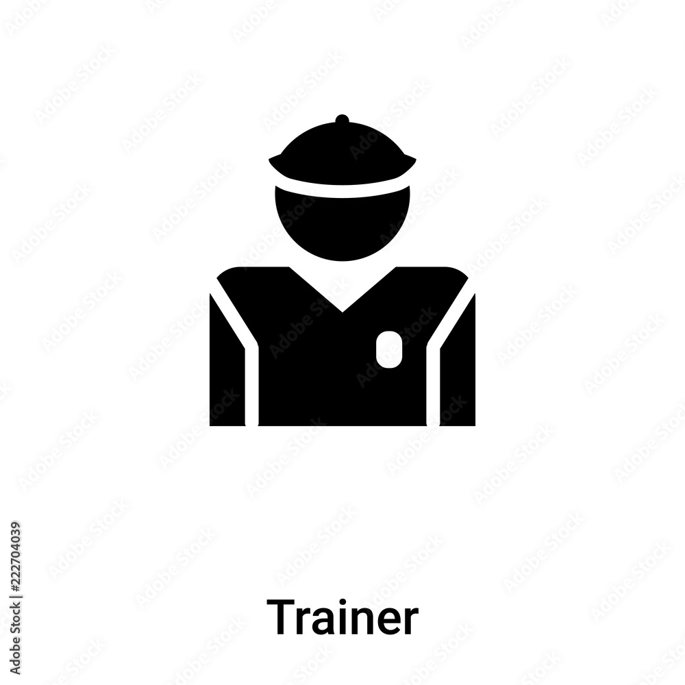 Trainer icon vector isolated on white background, logo concept of Trainer sign on transparent background, black filled symbol