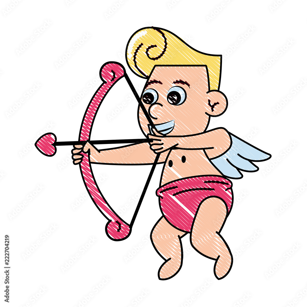 Obraz premium Cupid with love arch scribble