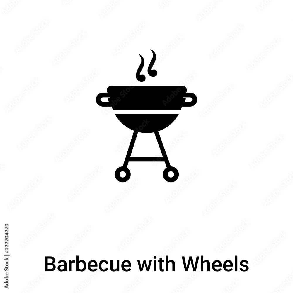 Barbecue with Wheels icon vector isolated on white background, logo concept of Barbecue with Wheels sign on transparent background, black filled symbol Barbecue with Wheels icon vector isolated on white background, logo concept of Barbecue with Wheels sign on transparent background, black filled symbol